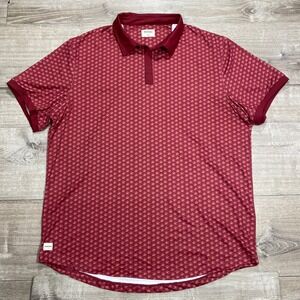 Mantra Catalyst Polo‎ Shirt Mens Large Red Floral Golf Performance Stretch Top